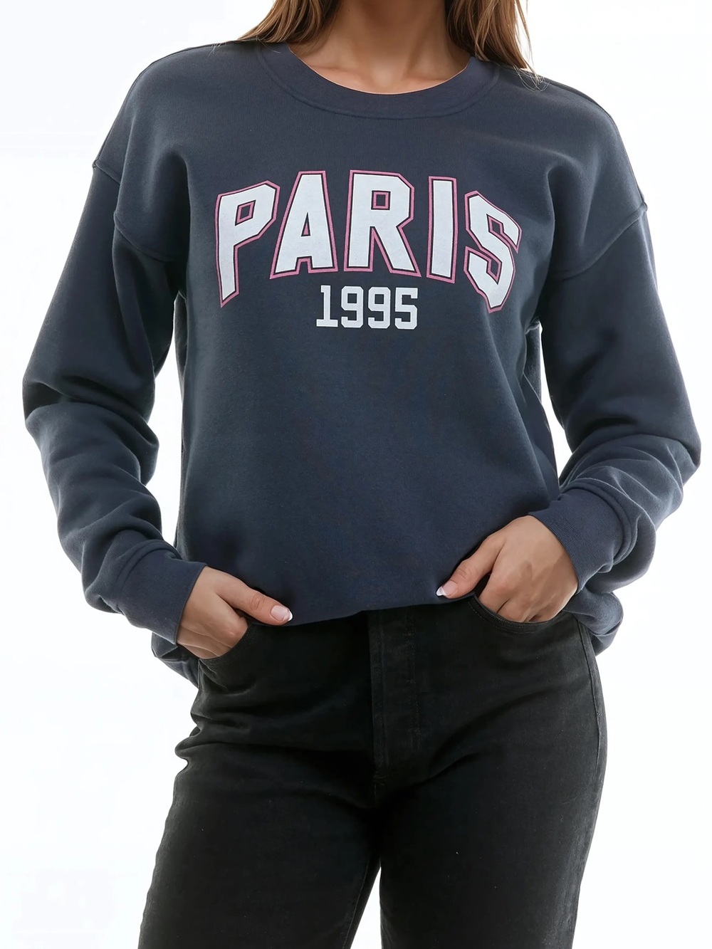 Paris 1995 Graphic Crewneck Sweater - Navy